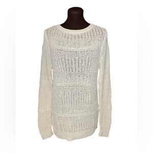 Ralph Lauren LRL Lauren Jeans Co Winter White Stretch Cable Knit Tunic Sweater